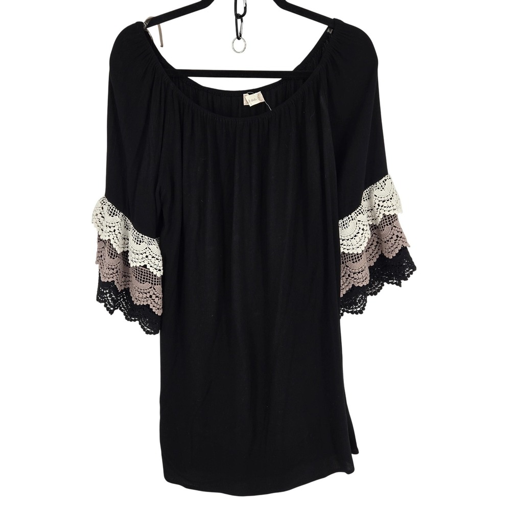 Altar'd State Dress Womens Small Black Boho Bell Sleeve‎ Crochet Lace Rayon